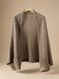 Oversized poncho sjaal dames met armgaten in kasjmierlook, taupe