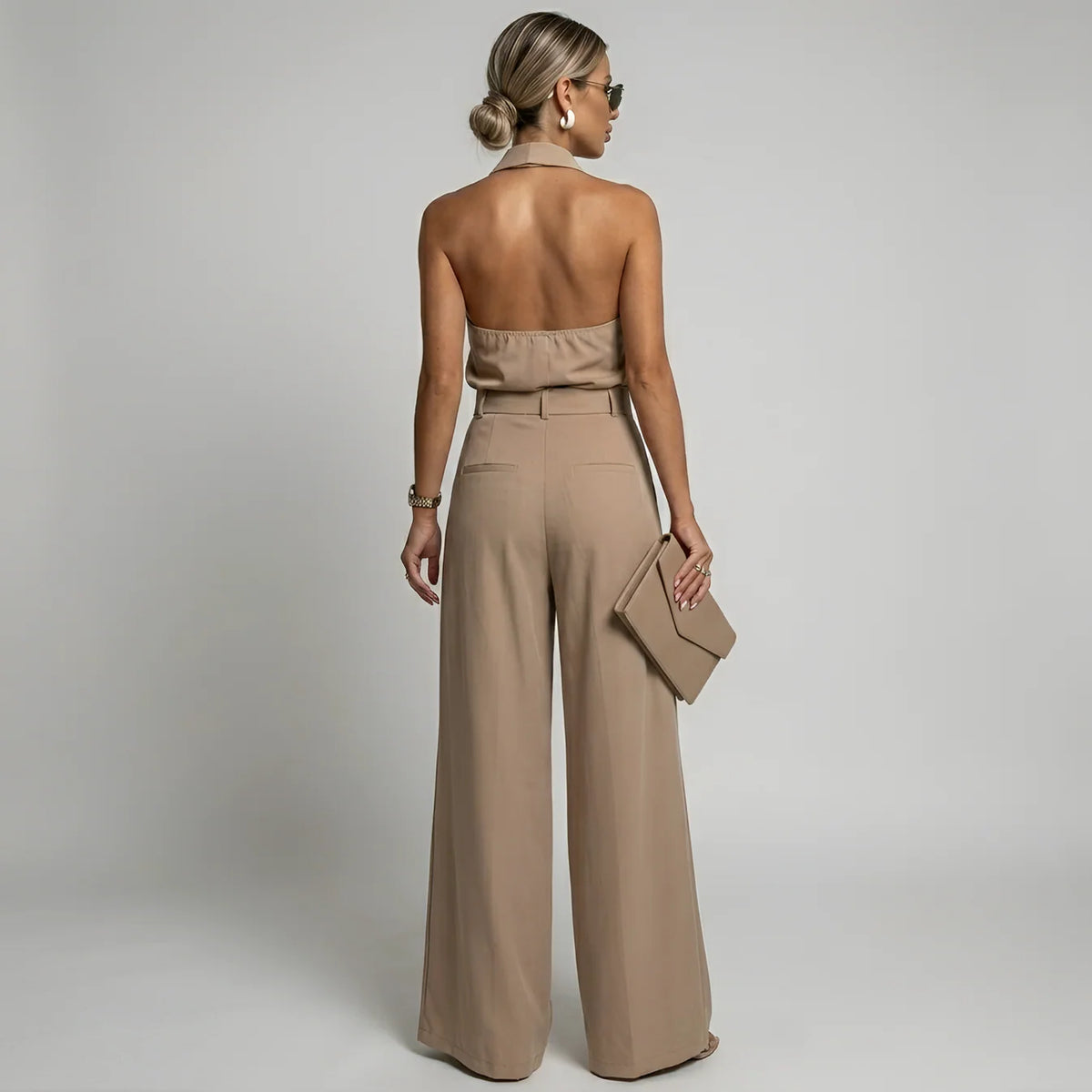 Jumpsuit met Halternek en Wijde Palazzo-broek – Elegant & Feestelijk – Pénélope