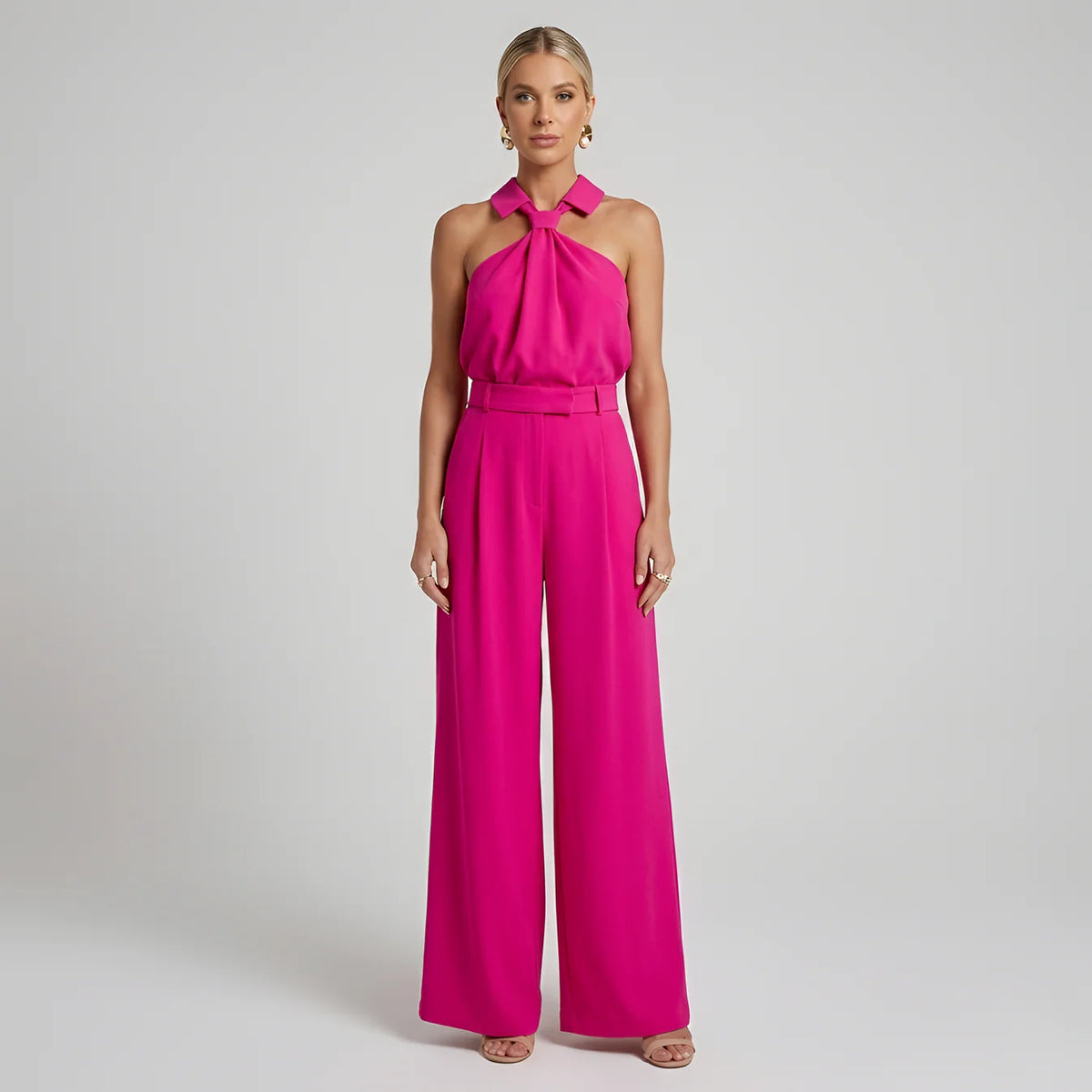 Jumpsuit met Halternek en Wijde Palazzo-broek – Elegant & Feestelijk – Pénélope