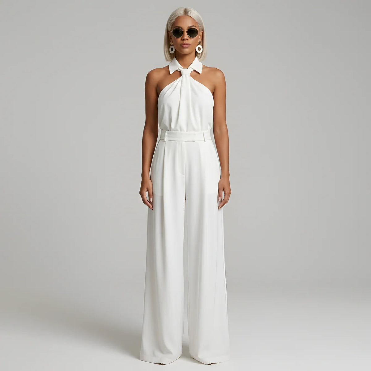 Jumpsuit met Halternek en Wijde Palazzo-broek – Elegant & Feestelijk – Pénélope