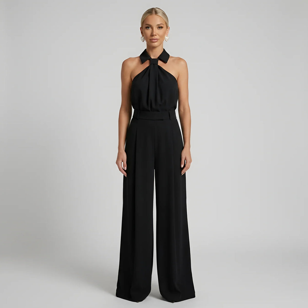Jumpsuit met Halternek en Wijde Palazzo-broek – Elegant & Feestelijk – Pénélope