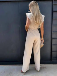 Jumpsuit met Vlindermouwen, Brede Pijpen en Riem – Elegant & Chic – Perrine