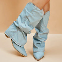 Denim Knielaarzen met Edgy Details – Trendy & Statement – Pippa
