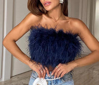 Strapless Bandeau Top met Veren – Glamoureus & Feestelijk – Pleun