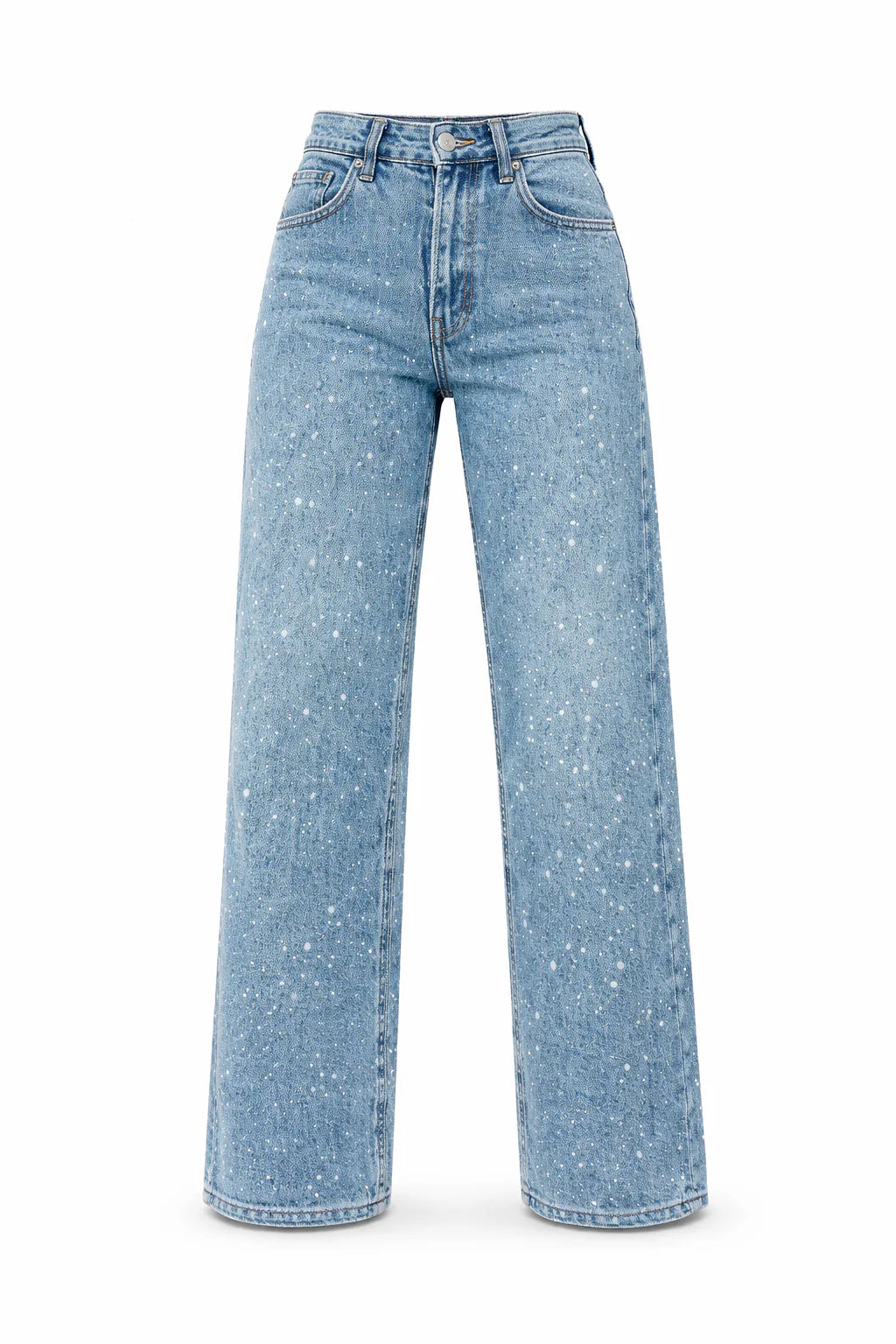Rechte High-Waist Jeans met Glitterdetails – Modieus & Veelzijdig – Roosje