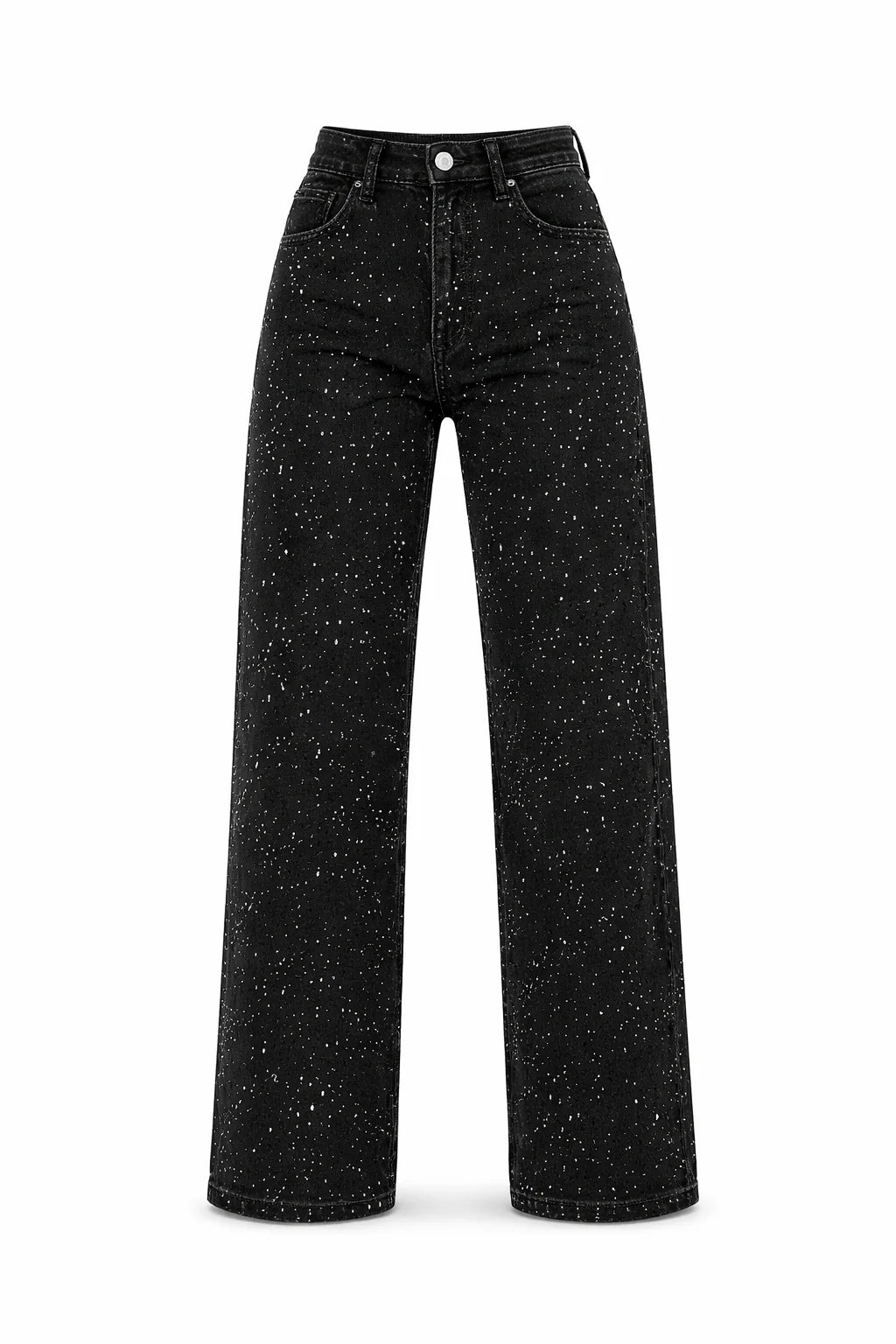 Rechte High-Waist Jeans met Glitterdetails – Modieus & Veelzijdig – Roosje
