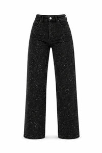 Rechte High-Waist Jeans met Glitterdetails – Modieus & Veelzijdig – Roosje