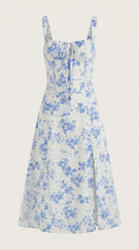 A-lijn Midi Jurk met Vintage Bloemenprint en Hartvormige Hals – Vrouwelijk & Tijdloos – Rosemie
