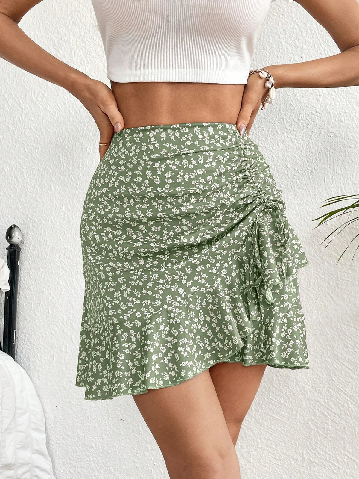 Boho Rok met Bloemenprint en Verstelbaar Taillekoord – Luchtig & Vrouwelijk – Saar