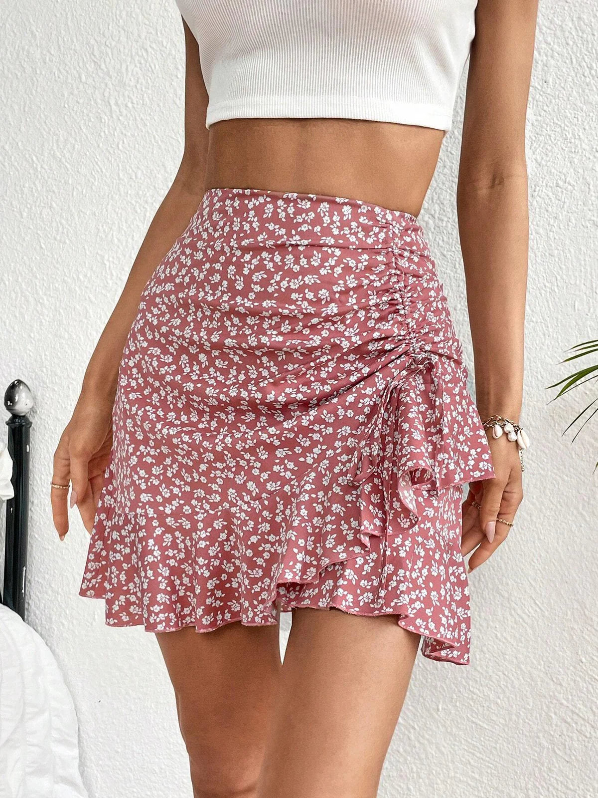 Boho Rok met Bloemenprint en Verstelbaar Taillekoord – Luchtig & Vrouwelijk – Saar