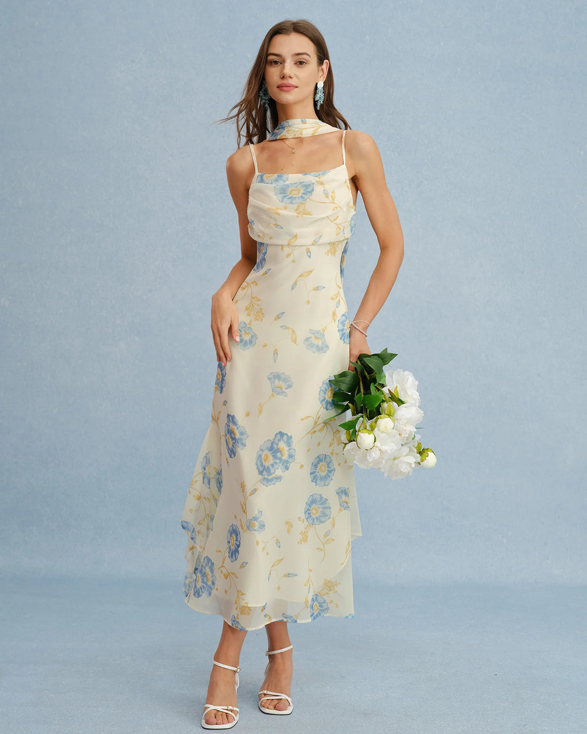 Beige Maxi Jurk met Chiffon Look en Strikdetail – Zomers & Elegant – Saartje