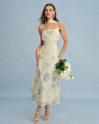 Beige Maxi Jurk met Chiffon Look en Strikdetail – Zomers & Elegant – Saartje