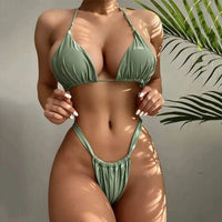 Bikiniset met Triangeltop en Verstelbare Bandjes – Elegant & Minimalistisch – Saffraan