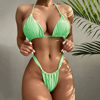 Bikiniset met Triangeltop en Verstelbare Bandjes – Elegant & Minimalistisch – Saffraan