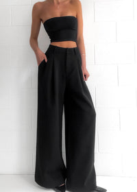 Zwarte High-Waist Palazzo Pantalon van Suit Crepe – Elegant & Flatterend – Sanne