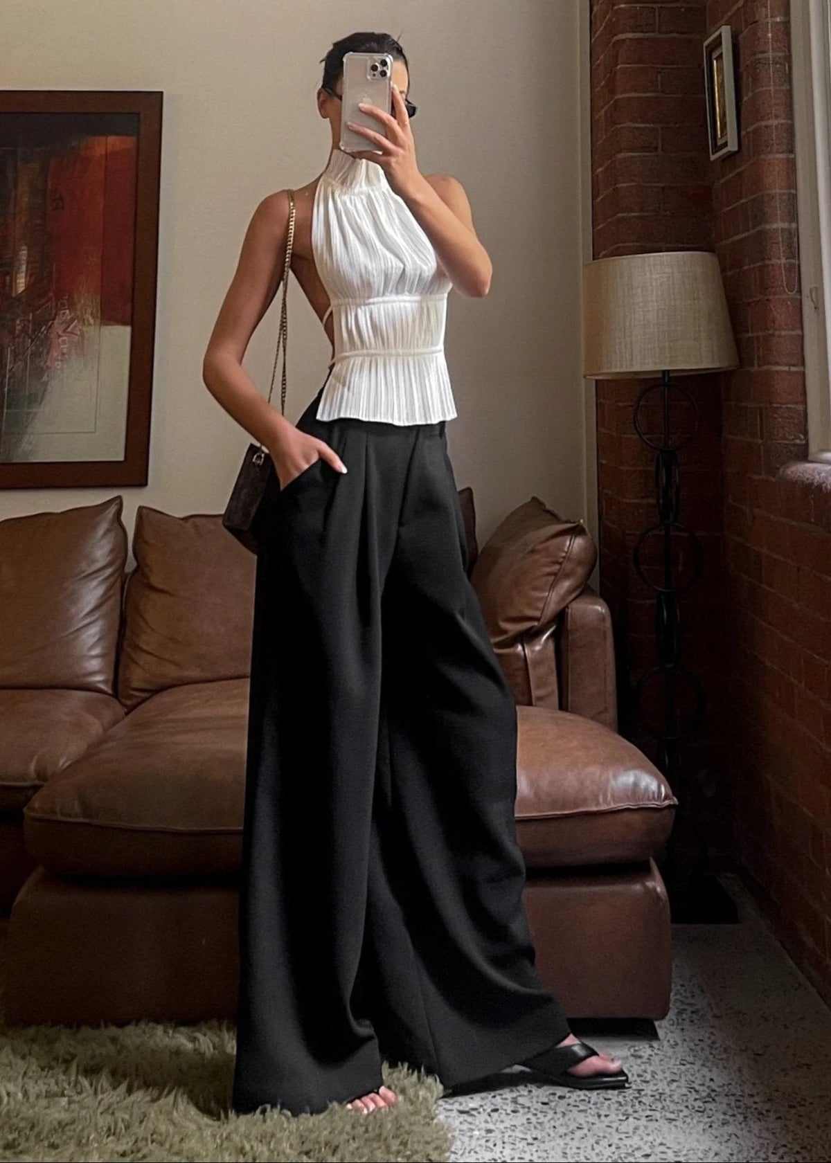 Zwarte High-Waist Palazzo Pantalon van Suit Crepe – Elegant & Flatterend – Sanne