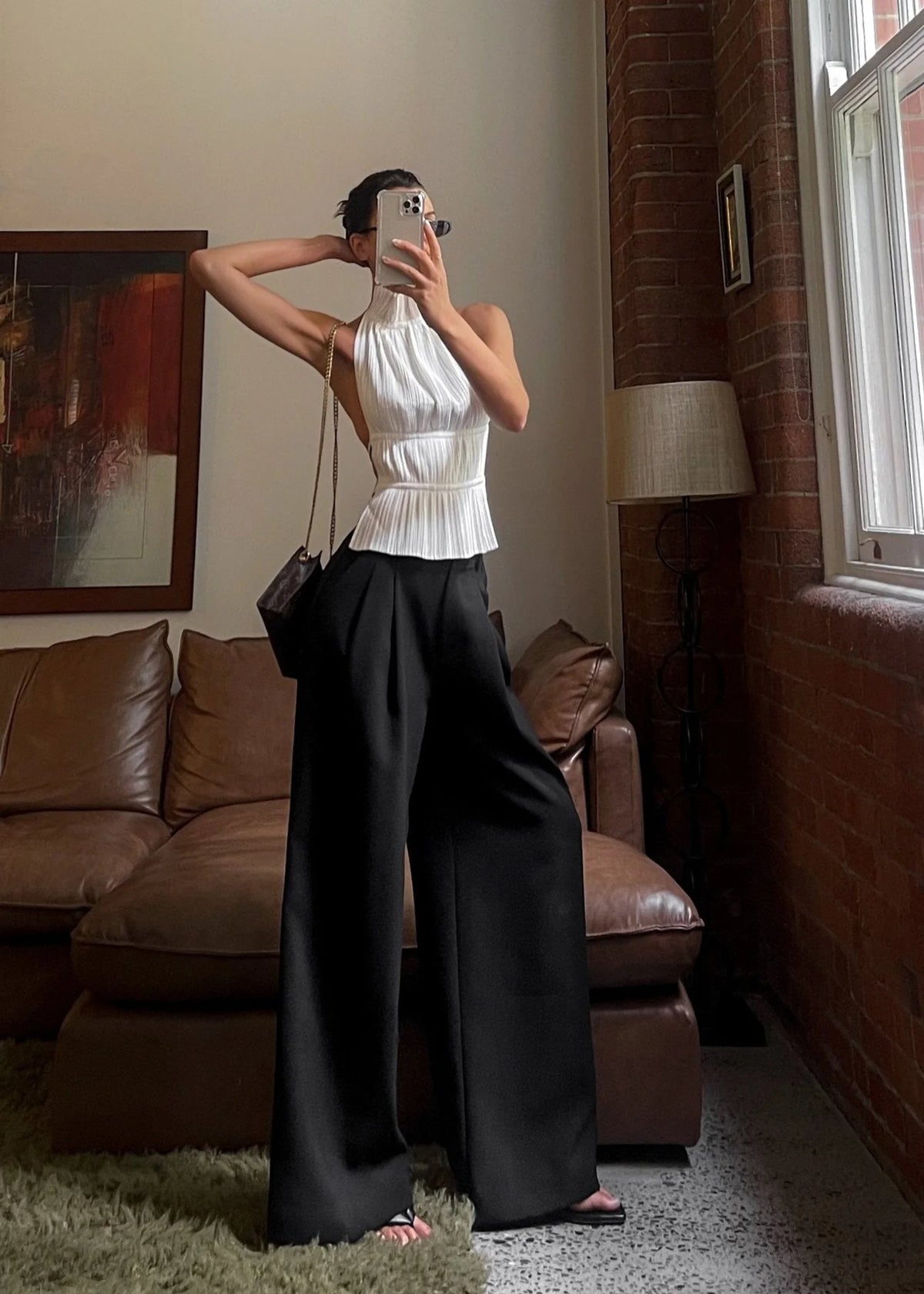 Zwarte High-Waist Palazzo Pantalon van Suit Crepe – Elegant & Flatterend – Sanne
