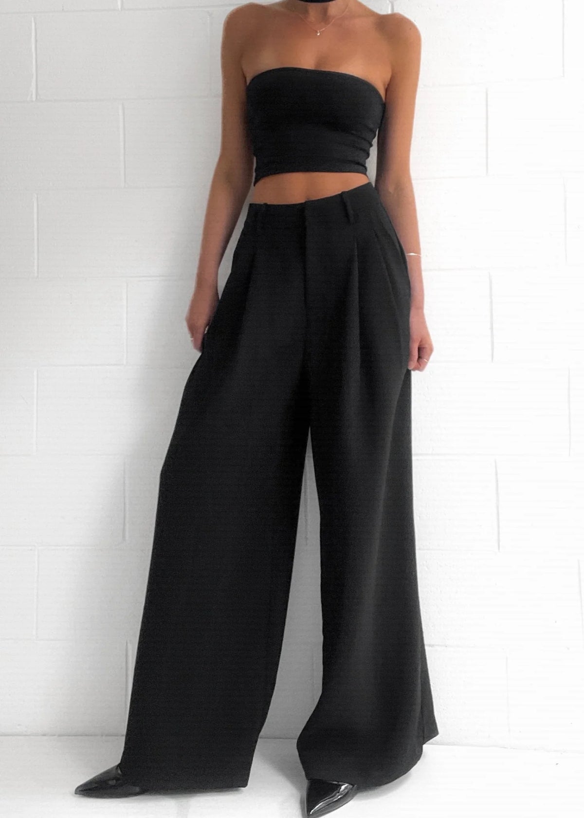 Zwarte High-Waist Palazzo Pantalon van Suit Crepe – Elegant & Flatterend – Sanne