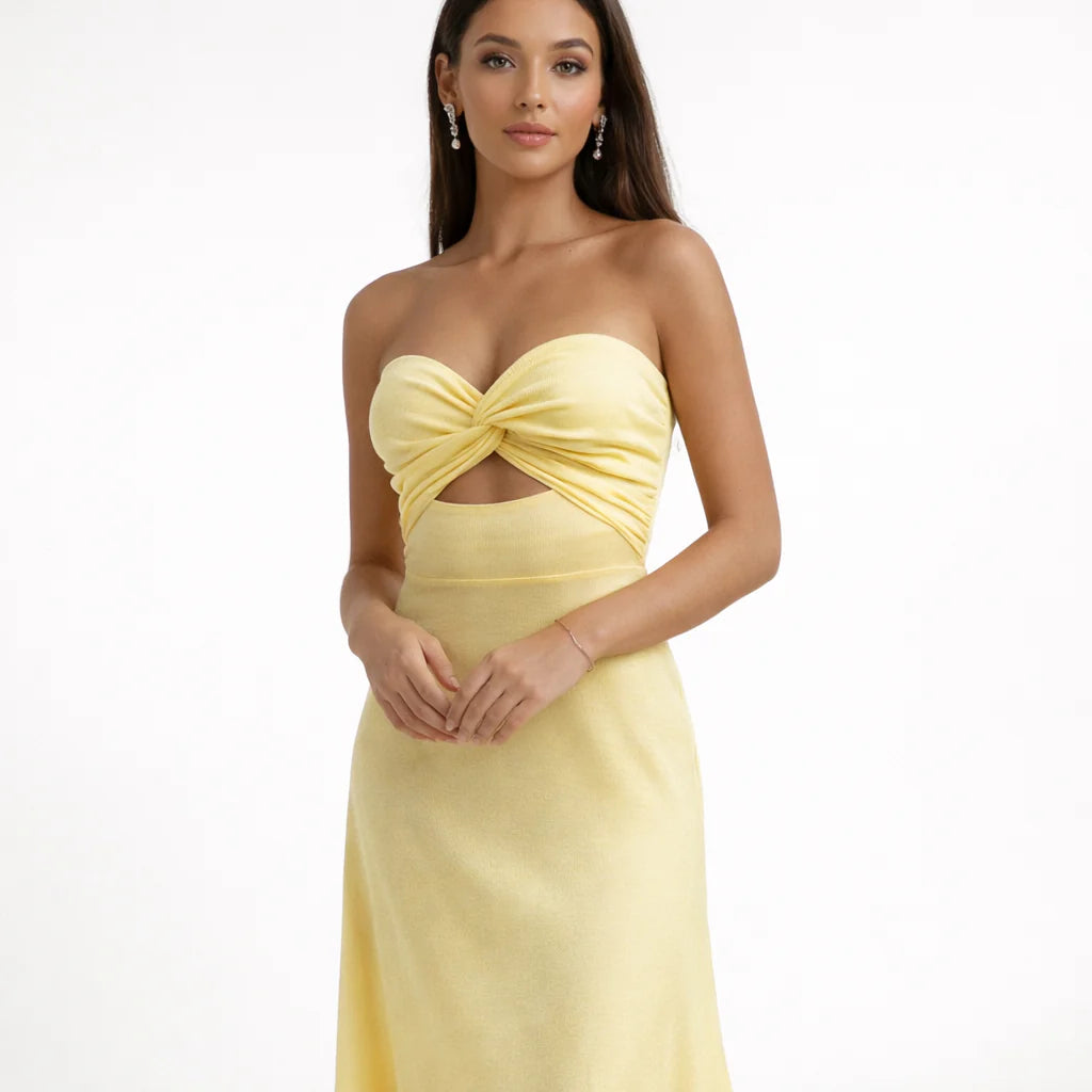 Off Shoulder Gele Maxi Jurk – Elegant & Luchtig – Séralya