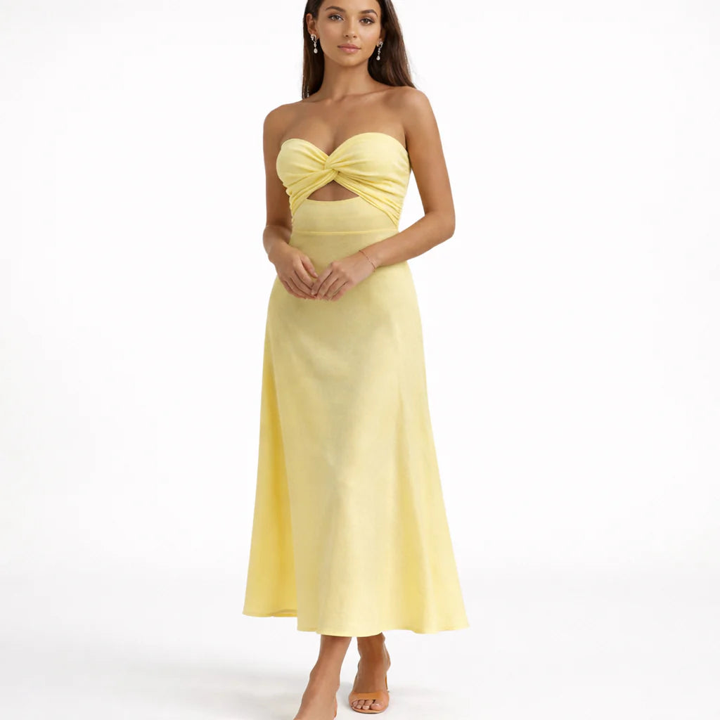 Off Shoulder Gele Maxi Jurk – Elegant & Luchtig – Séralya