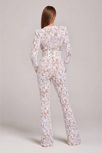 Jumpsuit met Lange Mouwen, Kant en Pailletten – Glamoureus & Feestelijk – Sévalienne