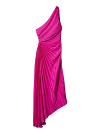 Geplooide One-Shoulder Maxi-jurk met Asymmetrische Zoom – Elegant & Verfijnd – Sévéane