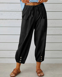 Broek met Hoge Taille, Rechte Pijpen en Knoopdetails – Verzorgd & Veelzijdig – Sévrine