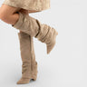 Slouchy Dames Kniehoge Laarzen Met Spitse Neus En Blokhak