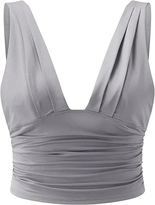 Dames Mouwloze V-Hals Top – Elegant & Tijdloos – Solérisse
