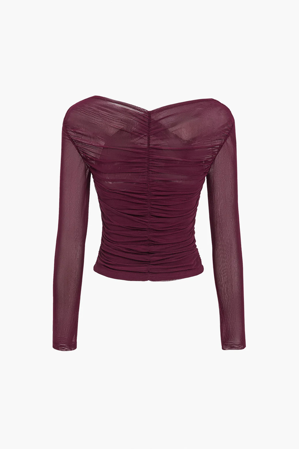 Dames mesh top met ruches en lange mouwen – transparant & elegant – Sorellia