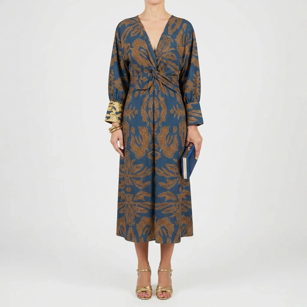 A-lijn Maxi Jurk met Botanische Print en Diepe V-hals – Elegant & Feestelijk – Sylvaure
