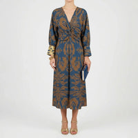 A-lijn Maxi Jurk met Botanische Print en Diepe V-hals – Elegant & Feestelijk – Sylvaure