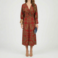 A-lijn Maxi Jurk met Botanische Print en Diepe V-hals – Elegant & Feestelijk – Sylvaure