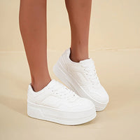 Witte Sneakers met Plateauzool en Ademend Bovenwerk – Comfort & Stijl – Tessa