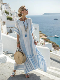 Dames Lange Kaftan Jurk met Losvallende Pasvorm en Luchtige Stof – Comfortabel & Tijdloos – Théovienne