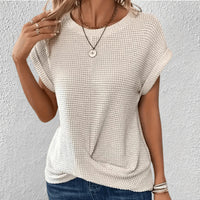 Gebreide Top met Twist-Detail en Wafelstructuur – Comfortabel & Speels – Tressine