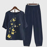Tweedelige Dames Set met Bedrukte Top en Broek met Overslag