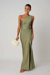Satijnen One Shoulder Maxi Jurk – Elegant & Luxe – Vaélise