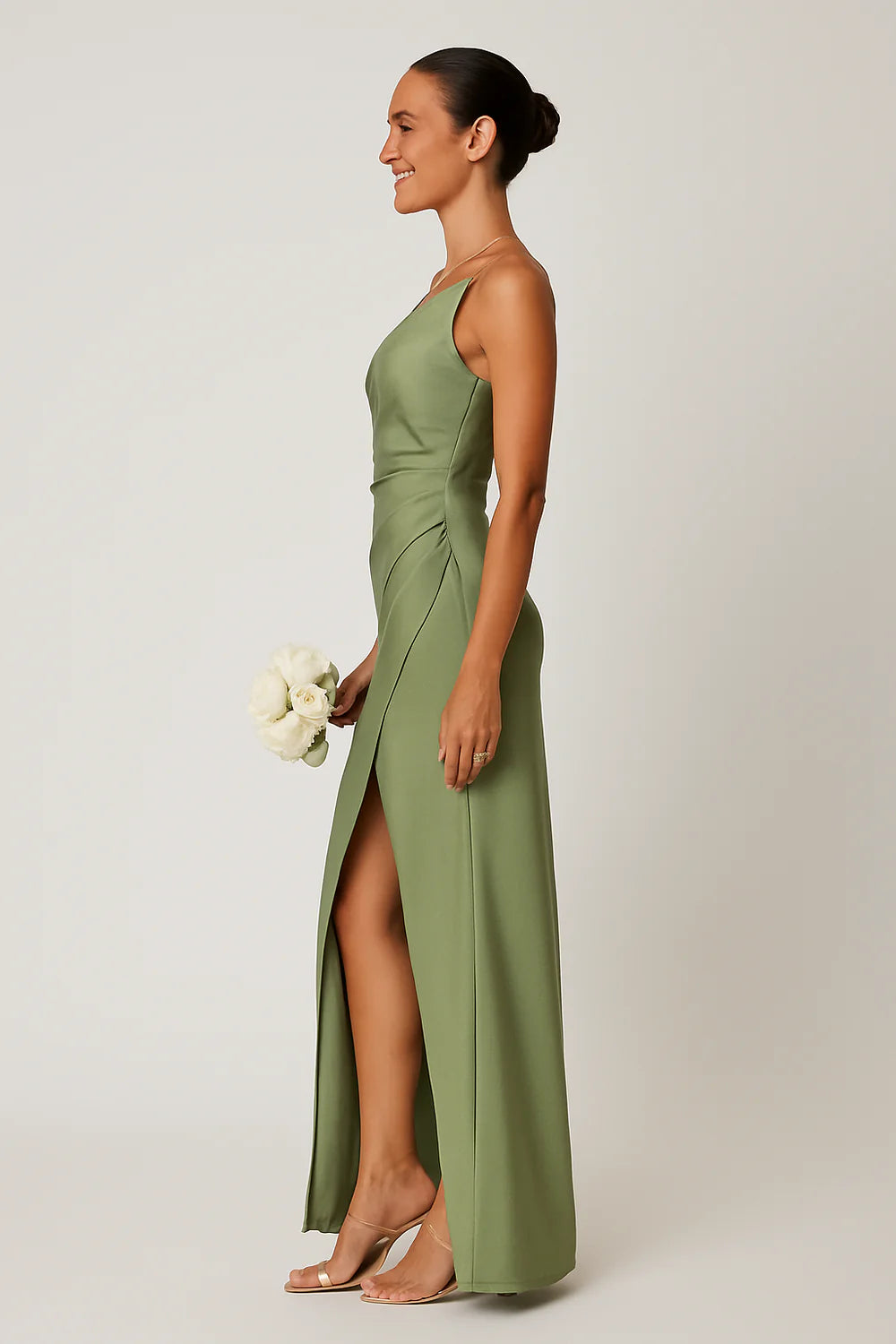 Satijnen One Shoulder Maxi Jurk – Elegant & Luxe – Vaélise