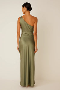 Satijnen One Shoulder Maxi Jurk – Elegant & Luxe – Vaélise