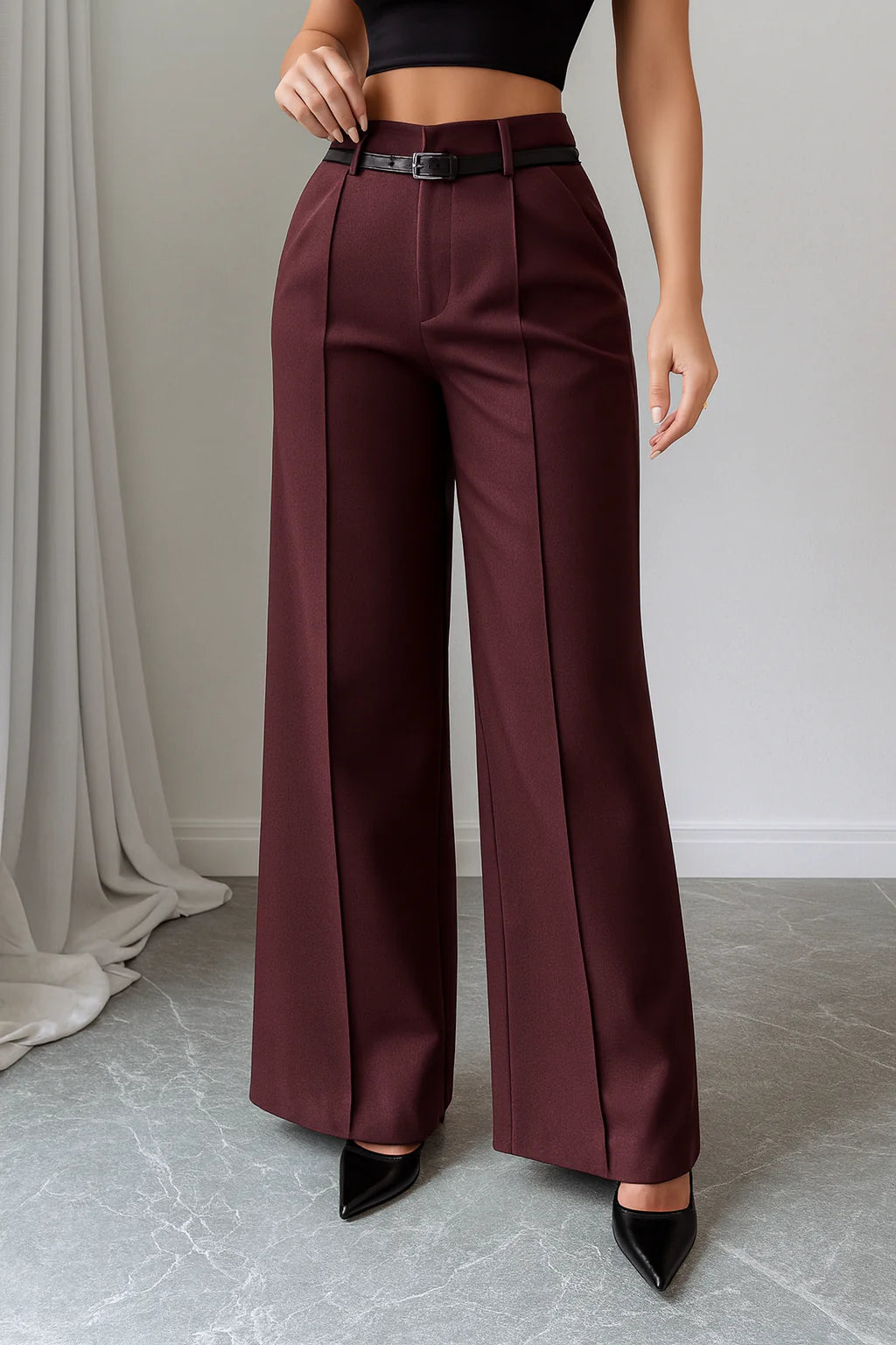 High-Waist Straight-Leg Broek met Regular Fit – Elegant & Veelzijdig – Veerle