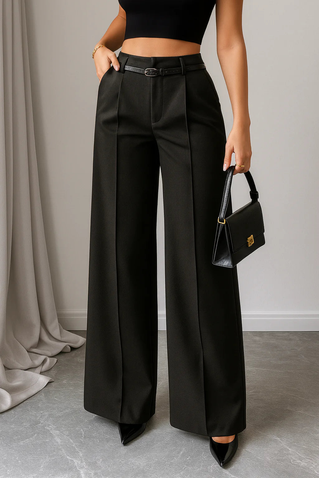High-Waist Straight-Leg Broek met Regular Fit – Elegant & Veelzijdig – Veerle
