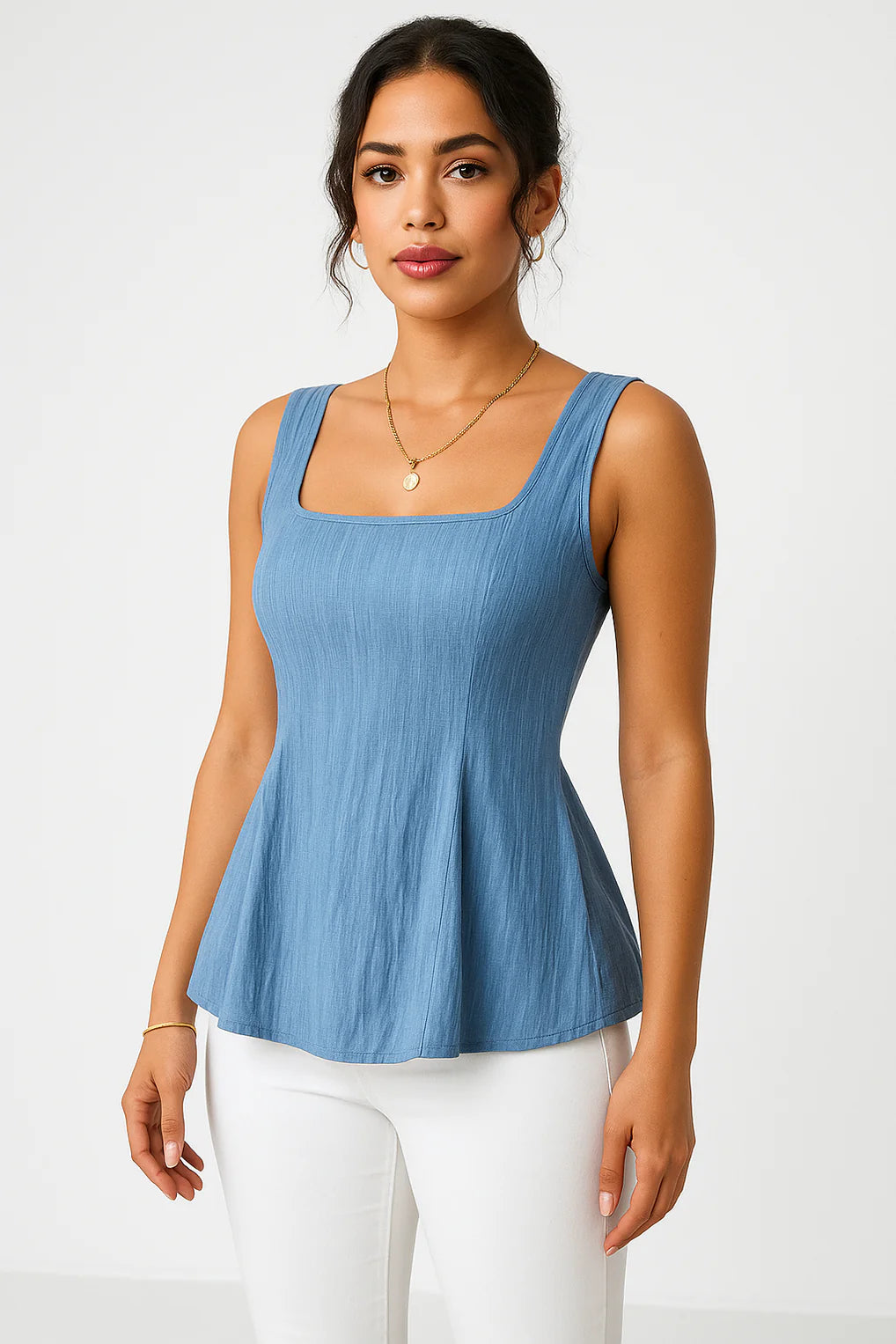 Dames mouwloze peplum top met getailleerde snit – vrouwelijk & elegant – Velinore