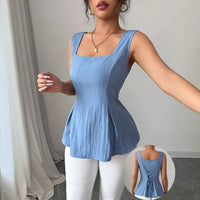 Dames mouwloze peplum top met getailleerde snit – vrouwelijk & elegant – Velinore