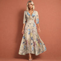 Dames Lange Bloemenjurk met Soepelvallende Pasvorm en Elegante Print – Luchtig & Vrouwelijk – Veylissara