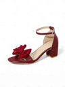 Sandalen met Blokhak, Enkelbandje en Fluwelen Strik – Elegant & Feestelijk – Violette