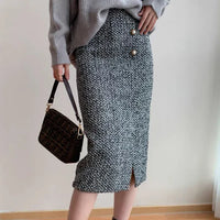 Dames Tweed Rok met Hoge Taille en Elegante Pasvorm – Klassiek & Verfijnd – Virelunea