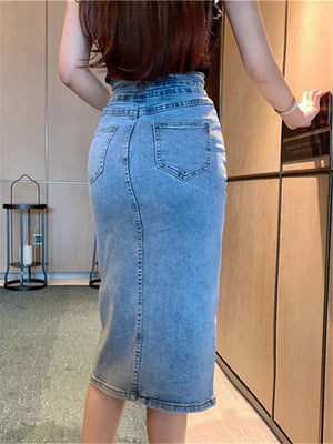 Dames Midi Spijkerrok met Tijdloze Pasvorm en Comfortabele Taille – Casual & Stijlvol – Vynorella
