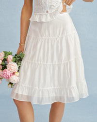 Witte A-lijn Rok met Kant en Chiffon Look – Romantisch & Vrouwelijk – Wieteke