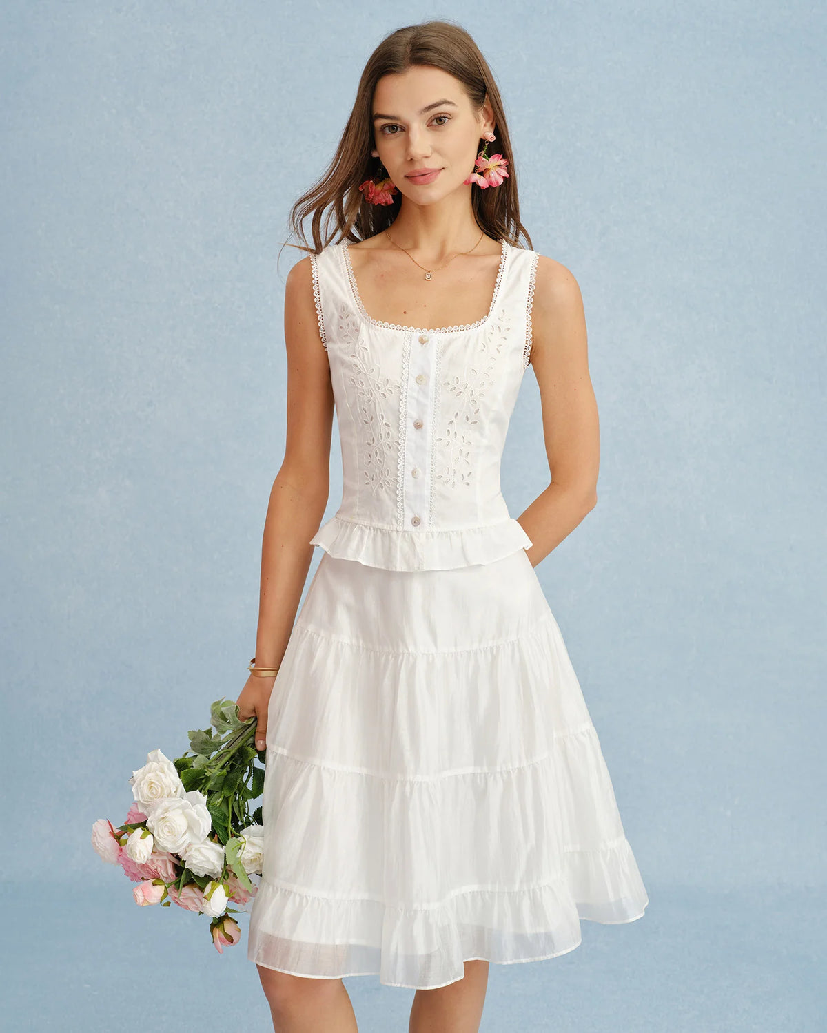 Witte A-lijn Rok met Kant en Chiffon Look – Romantisch & Vrouwelijk – Wieteke